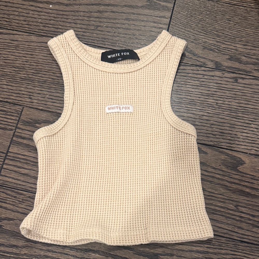 White fox Cream Waffle Knit Tank